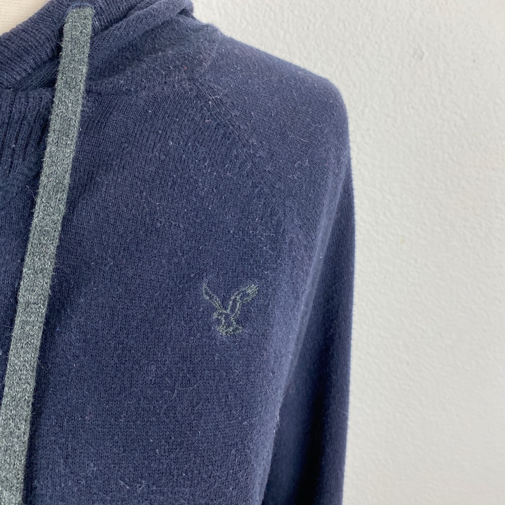American Eagle Outfitters Womens Dark Blue Hooded Sweatshirt Kangaroo Pocket Med - Picture 3 of 7
